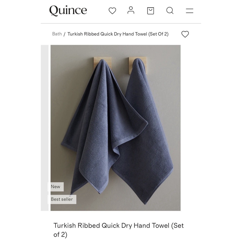 (2) New QUINCE TOWELS COLOR: Mineral Hand Towels